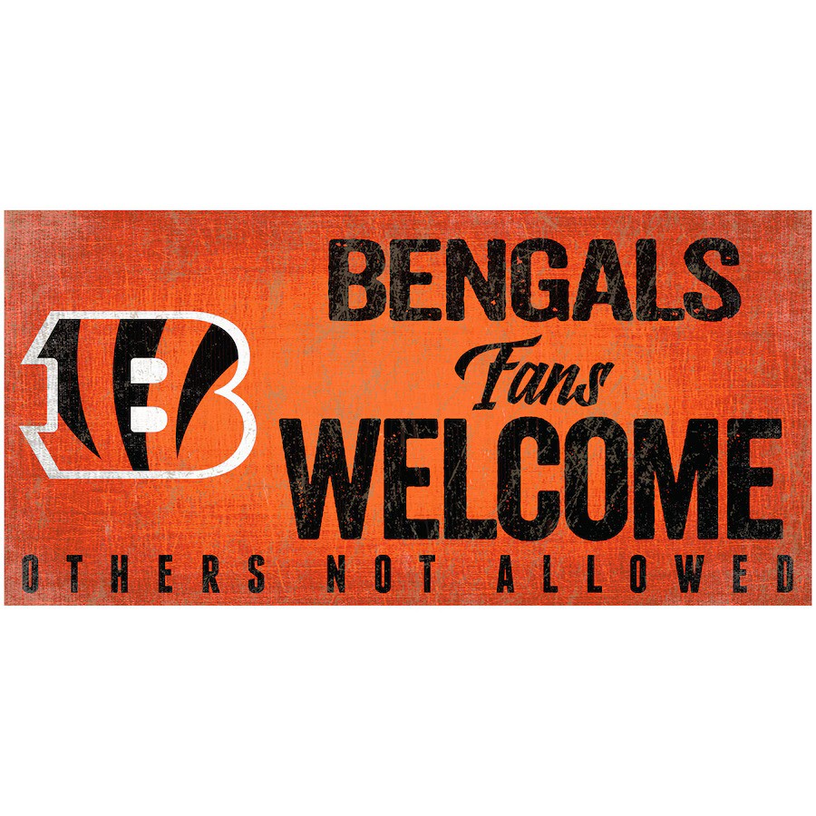 Cincinnati Bengals Wood Sign Fans Welcome 12x6