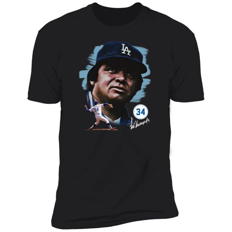 Los Angeles Dodgers Fernando Valenzuela Premium Black Mitchell and Ness Portait Shirt