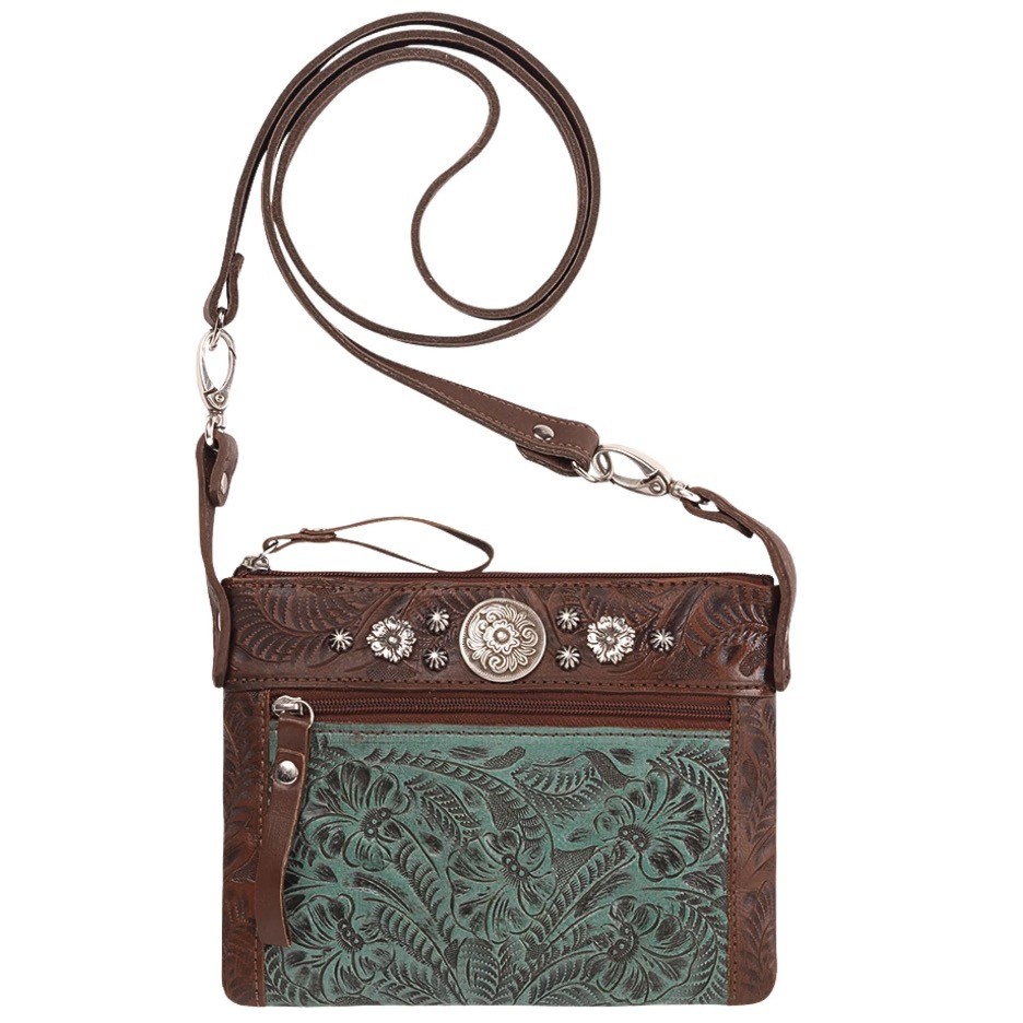 American West Canyon Bloom Trail Rider Crossbody/Hip Bag - Turquoise