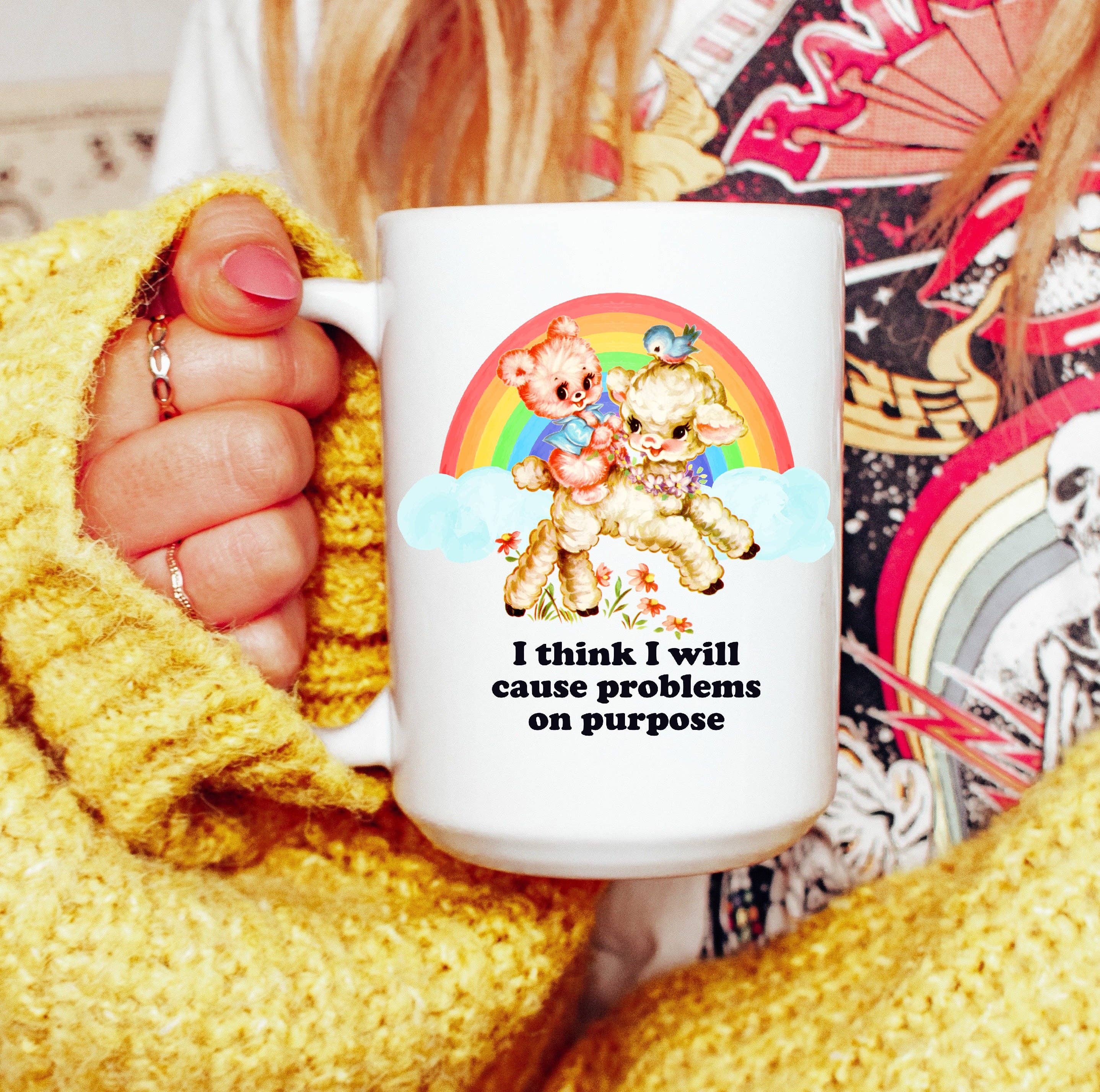 Ace the Pitmatian Co - I Think I Will Cause Problems on Purpose Mug: 15 oz