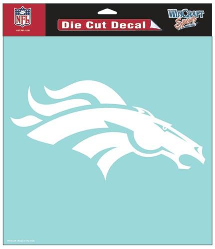 Denver Broncos White Perfect Cut Decal 8x8"