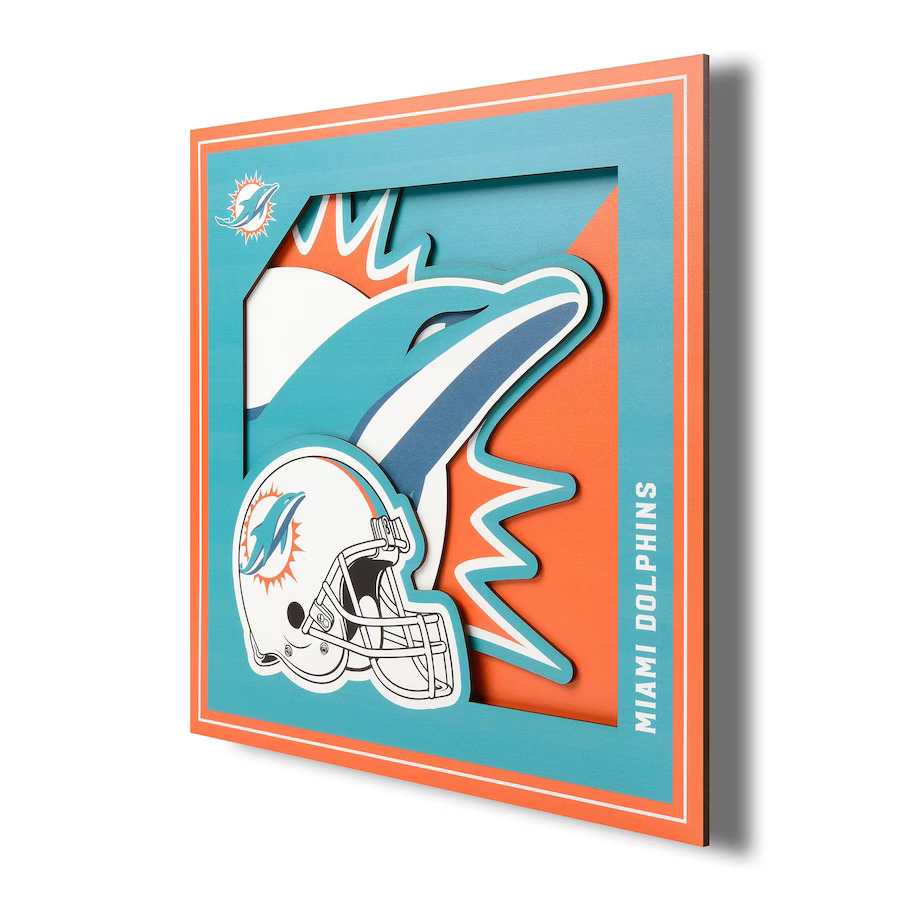 Miami Dolphins 3D Wall Art 12x12"