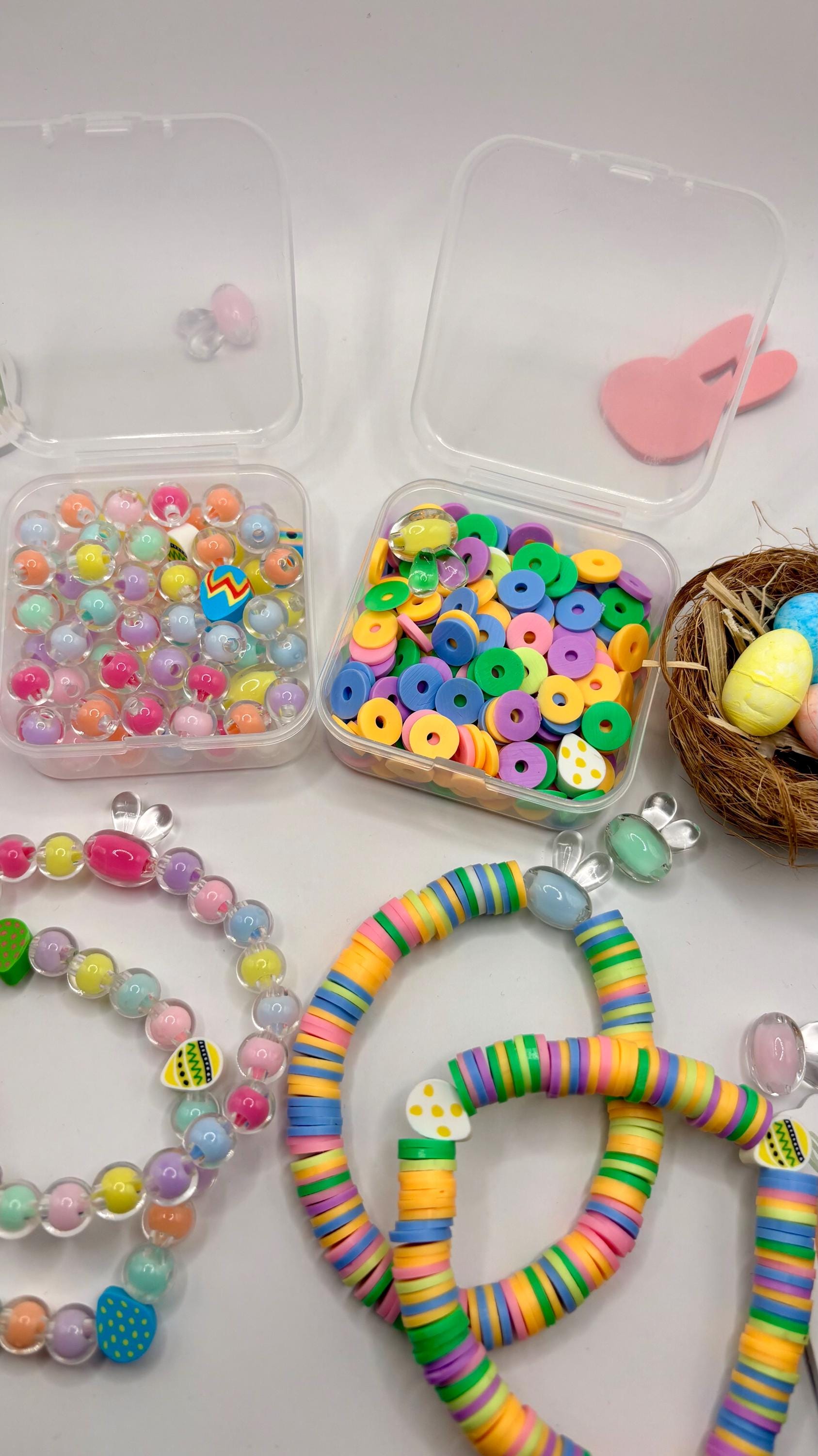 Easter craft Bracelet Making Kit DIY Kids Craft, Bunny Egg Beads