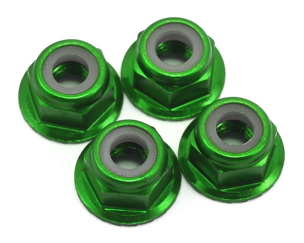 Nuts 4mm Flanged Lock Green 1747G