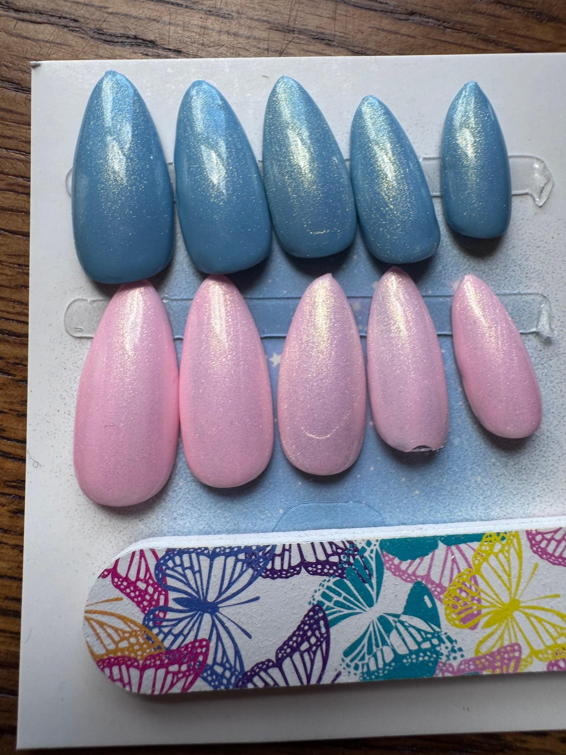 Sparkle Cotton Candy hand-painted nail set
