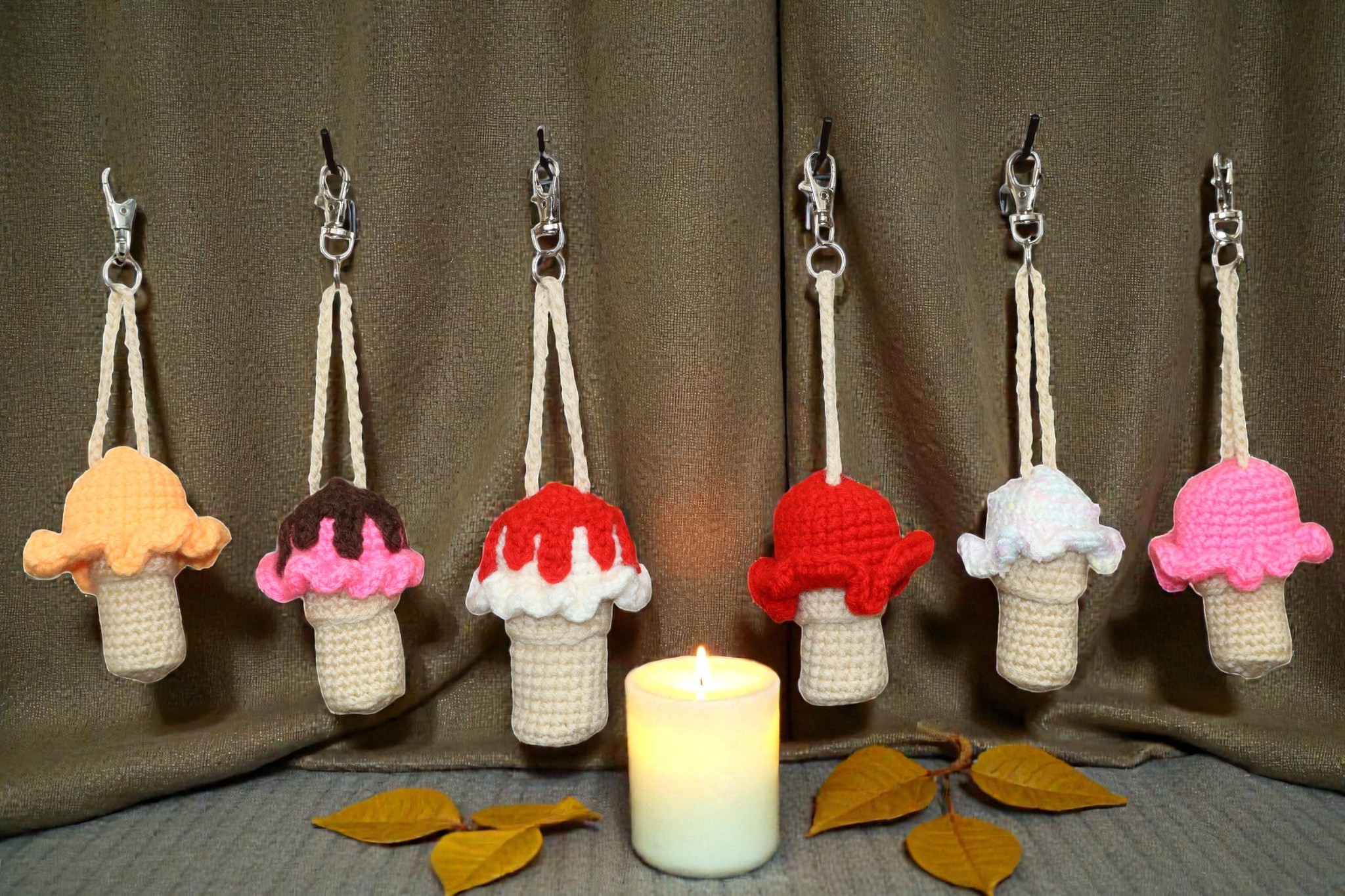 Ice Cream Cone Chapstick Holder Keychain