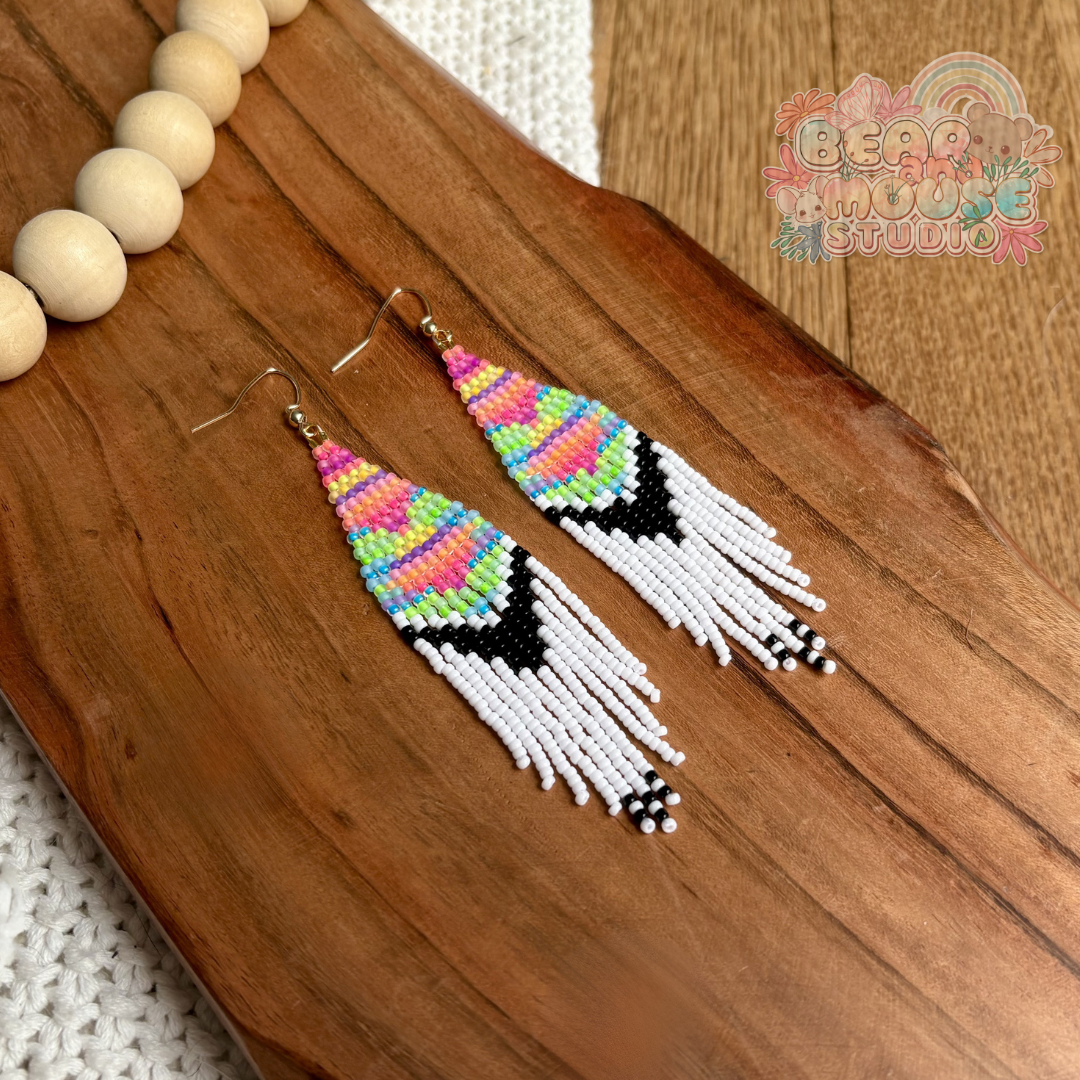 Neon Boho Stripe Fringe Earrings preview image