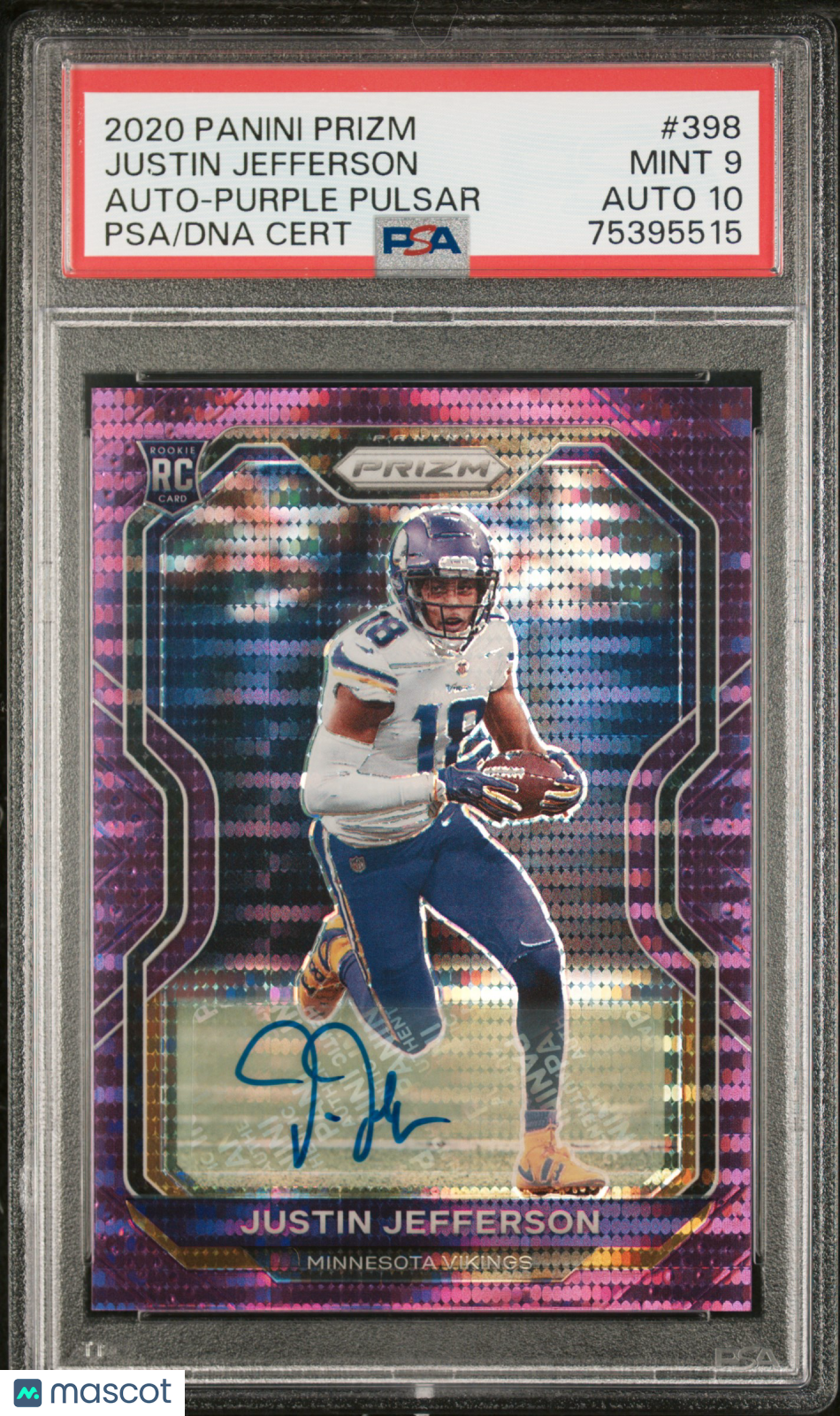 2020 Panini Prizm Justin Jefferson Auto Purple Pulsar PSA 9 Auto 10
