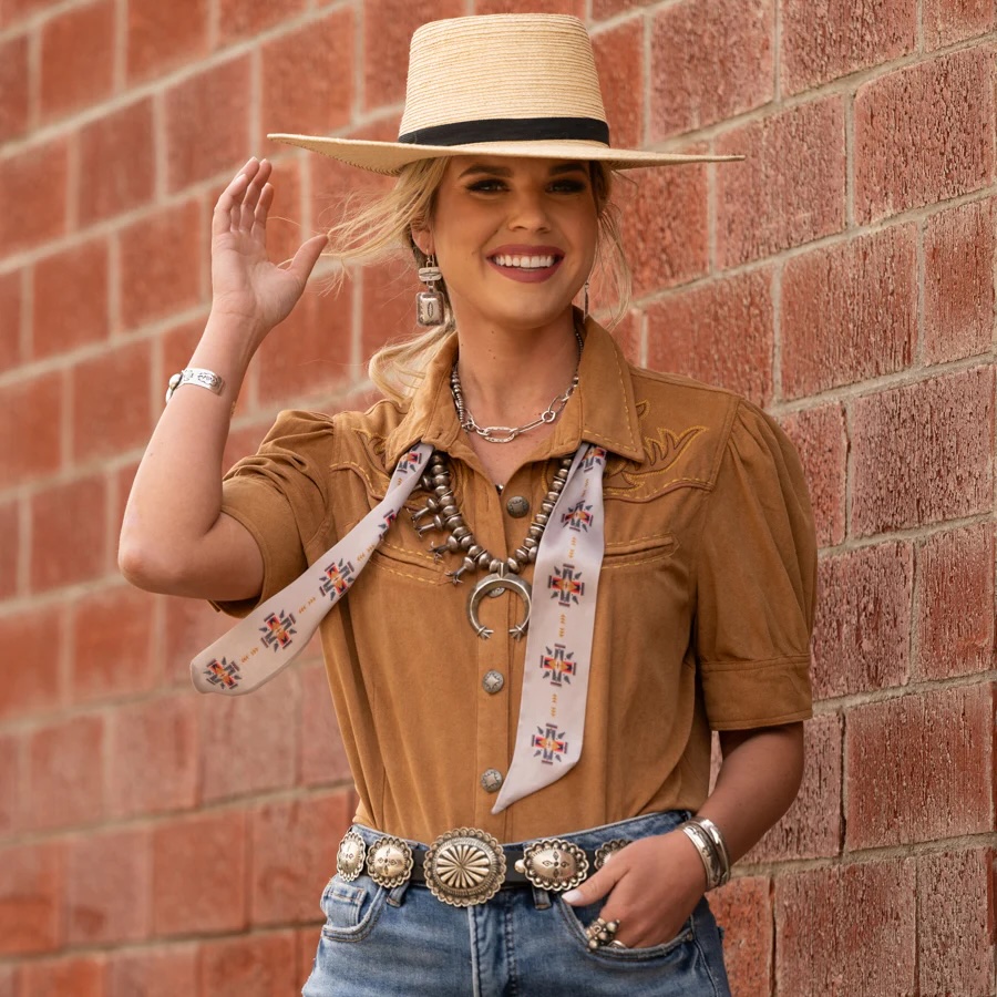Fringe Scarves - Twilly - Cross Me - Tan