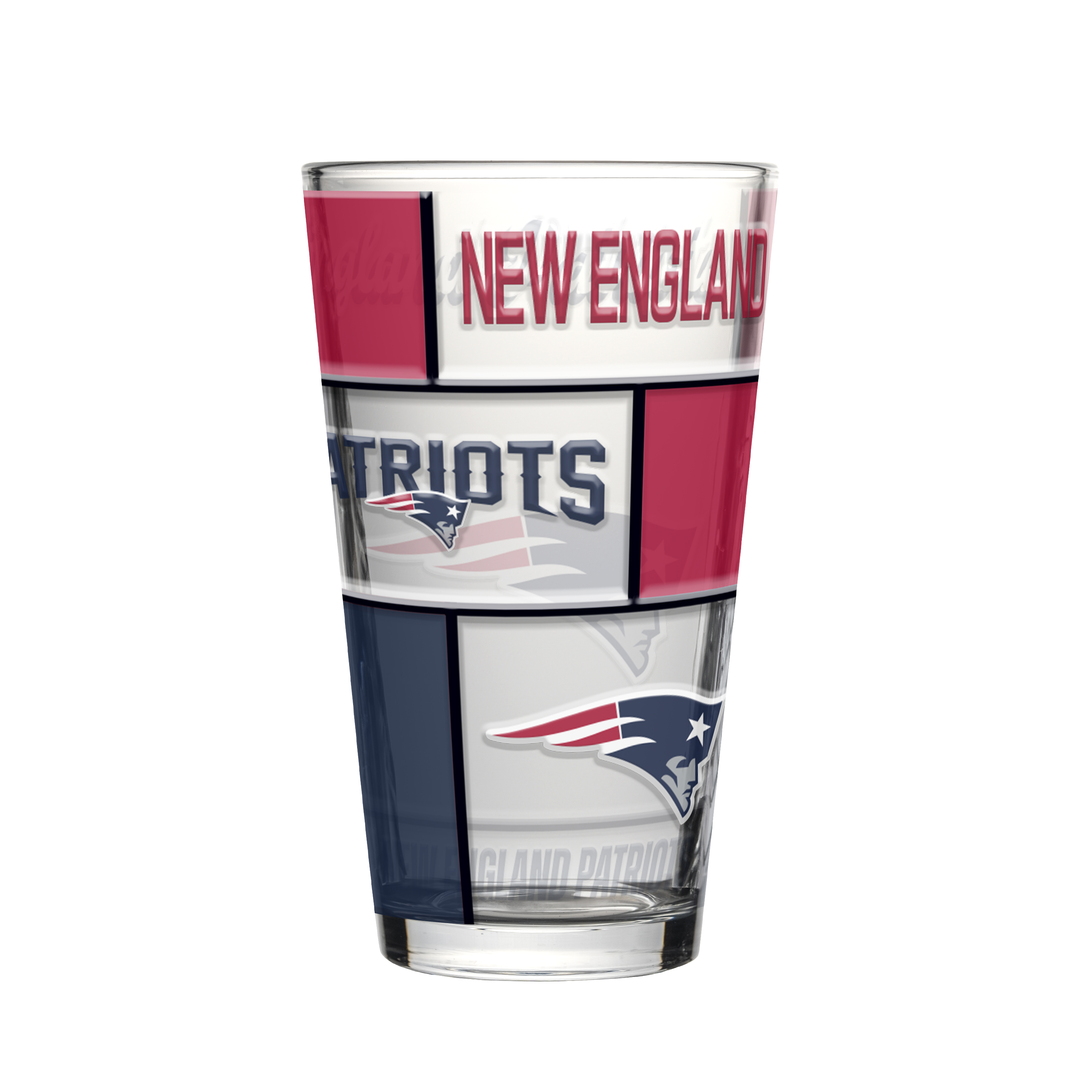 New England Patriots Boxed Quilted Stained Pint Glass 16oz