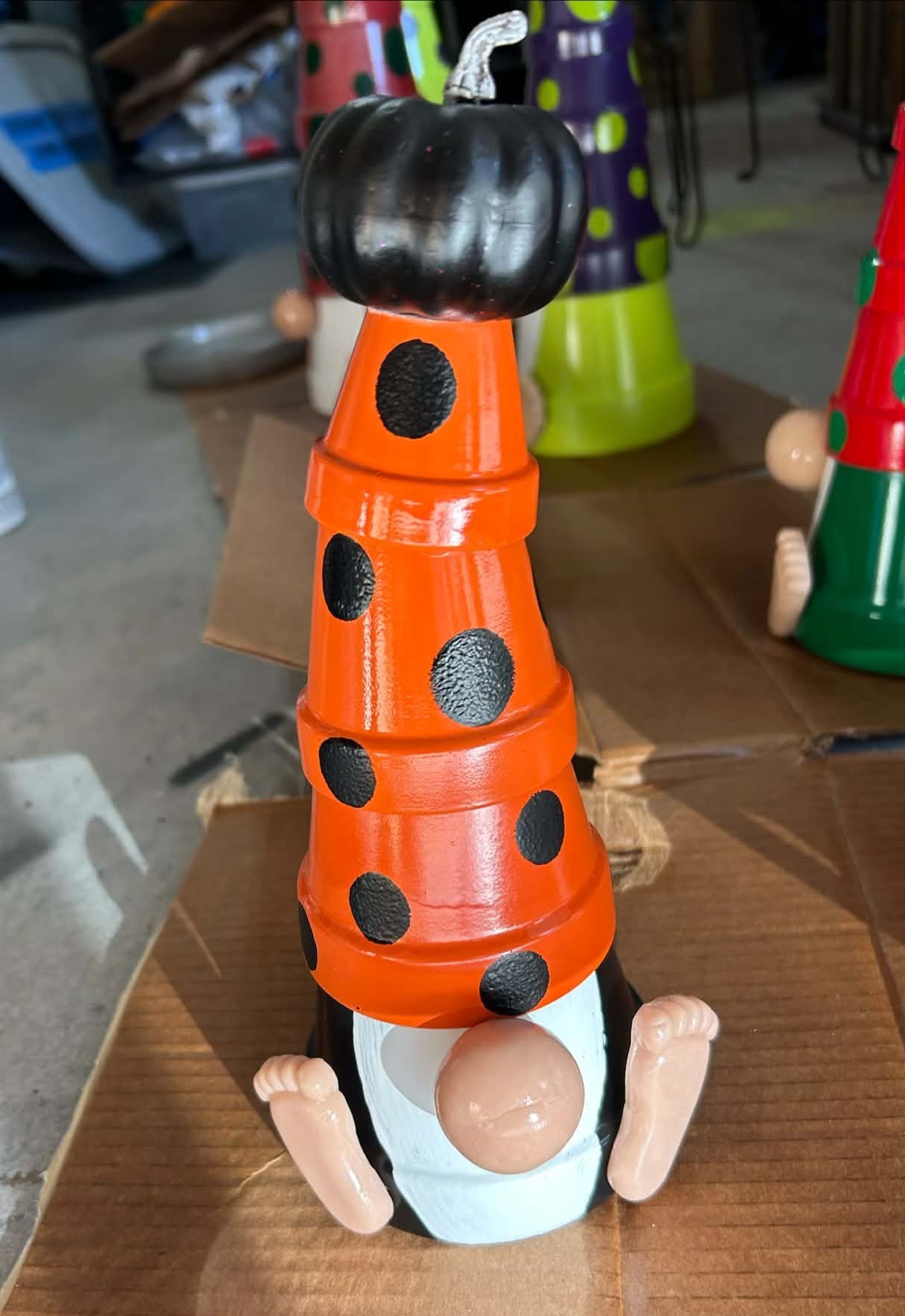 Gnome - Small - Black/Orange with Pumpkin Hat