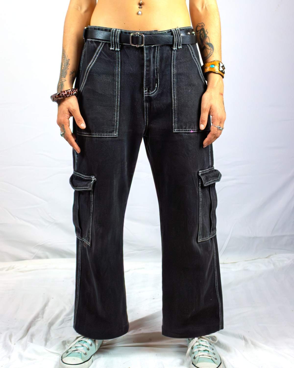 Black Cargo Jean Pant