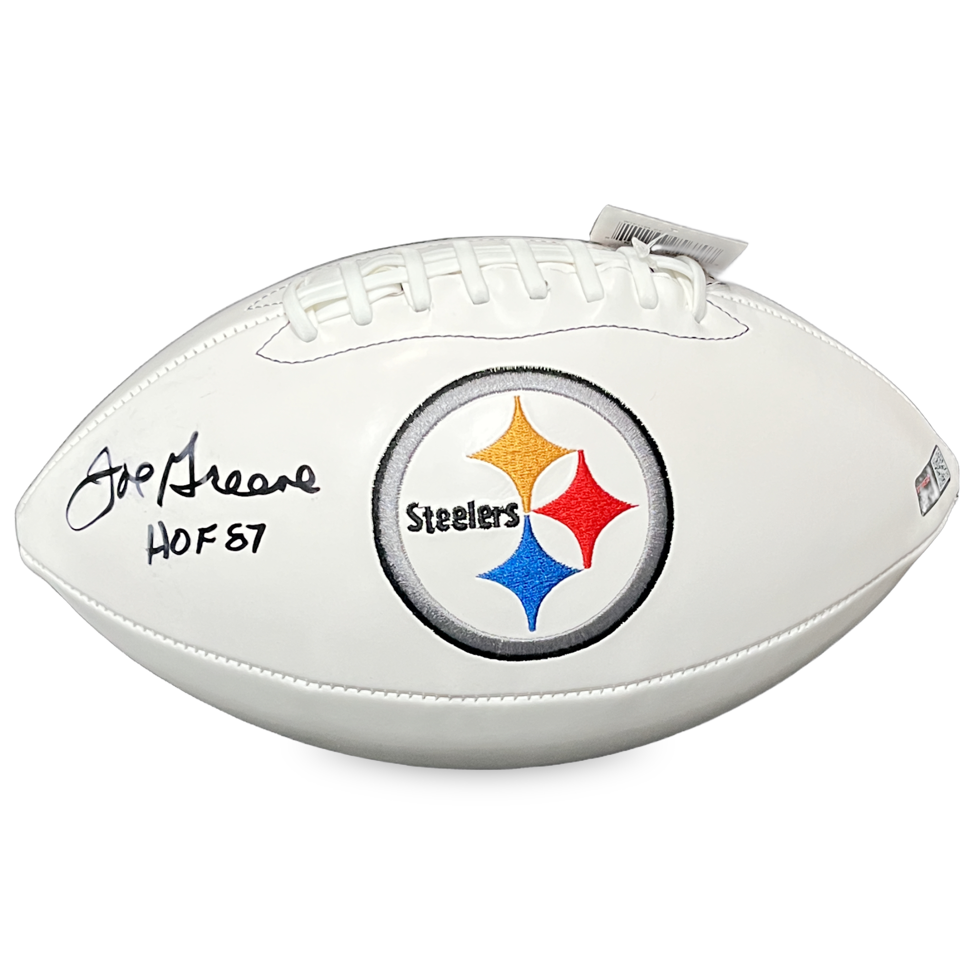 Pittsburgh Steelers Mean Joe Greene Autographed Full Size Franklin Football with HOF Inscription - TriStar Authenticated