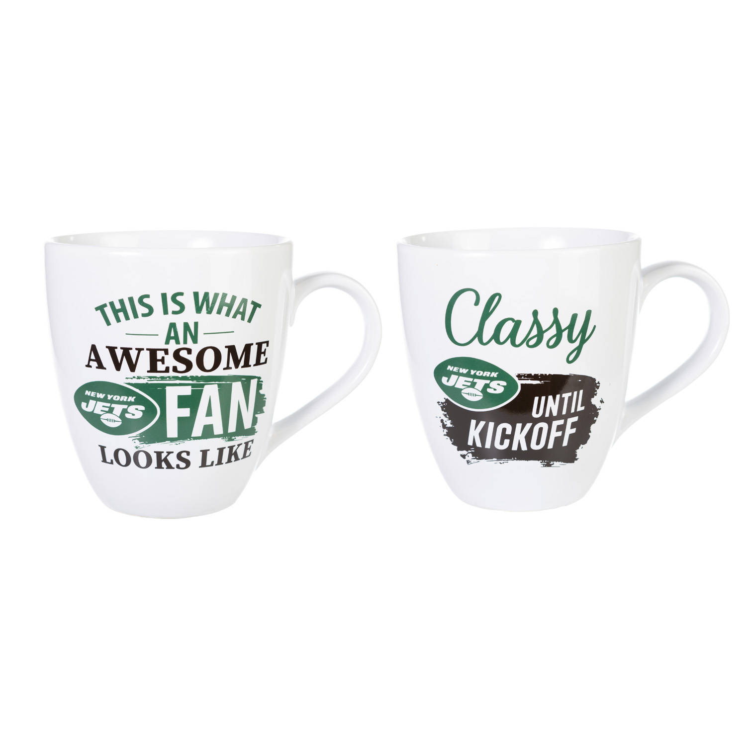 New York Jets Ceramic Coffee Mug Set with Box 17oz Each
