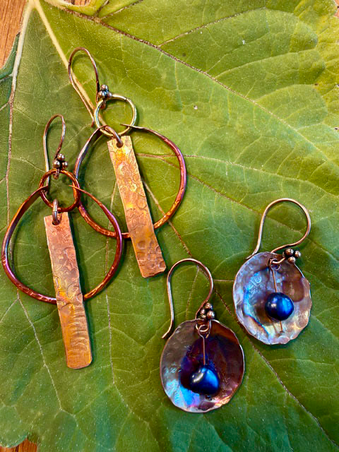Autumn's Glow: Flame-Painted Copper Earrings - November 17th