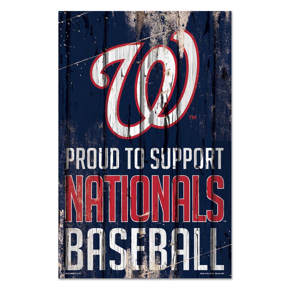 Washington Nationals Proud to Support Wooden Sign 11x17"