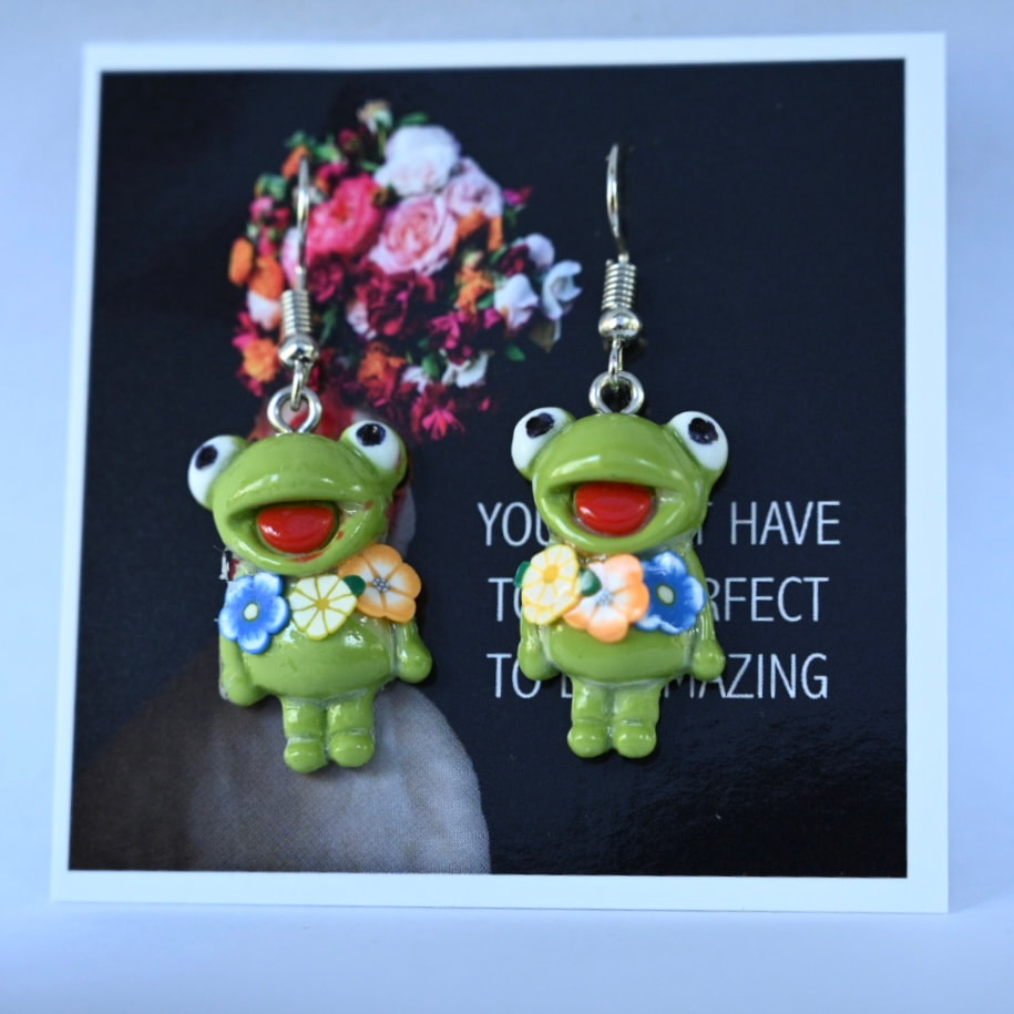 Frog Flower Earrings