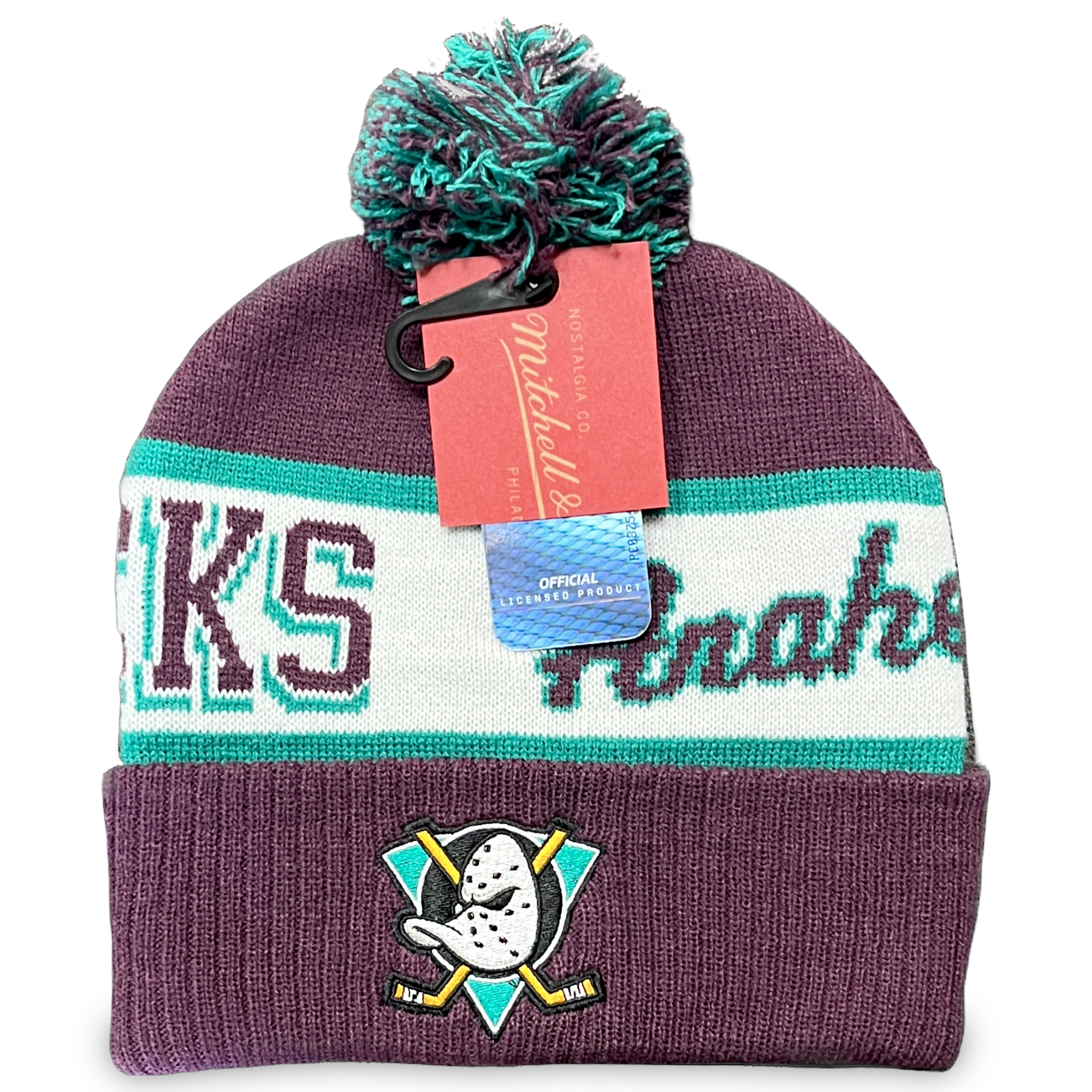 Anaheim Ducks Block Party Mitchell and Ness Pom Beanie