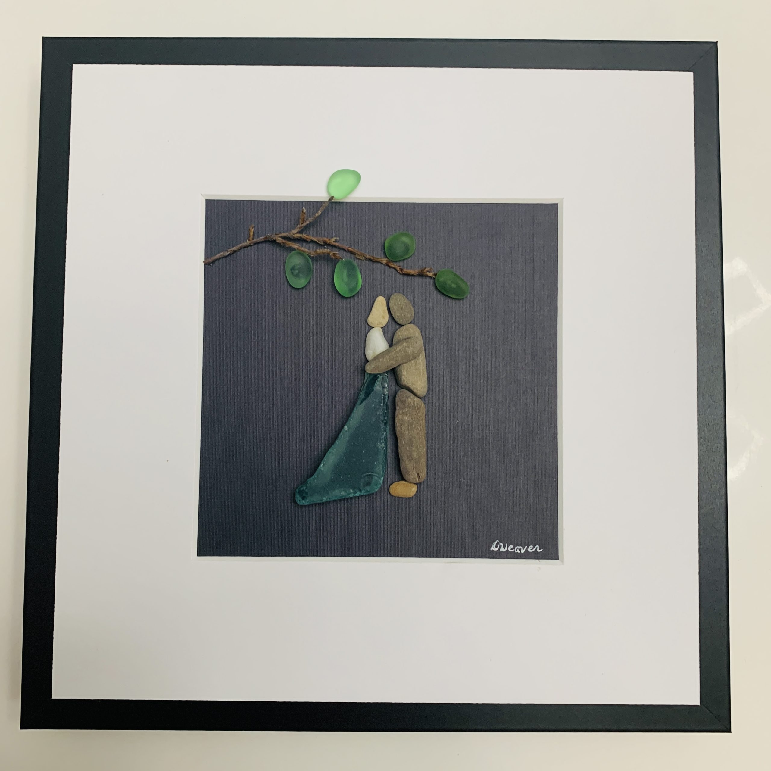 Evening Moment - sea glass and pebble art-can add quote