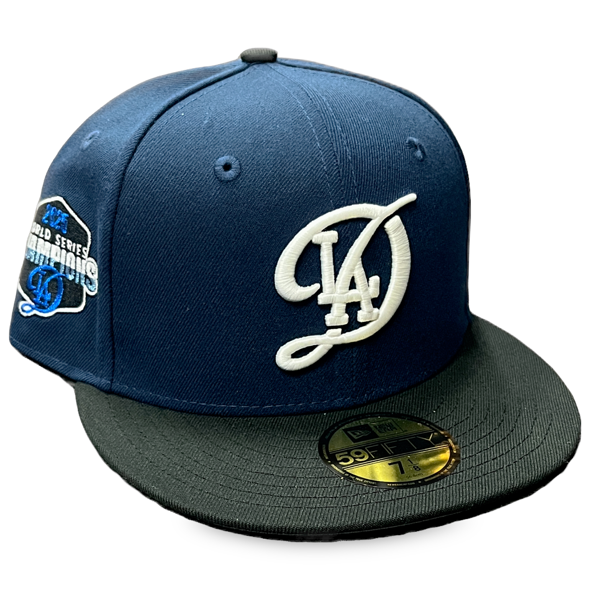 Los Angeles Dodgers 2025 City Connect World Series Champions Era 59FIFTY Navy/Black Fitted Hat