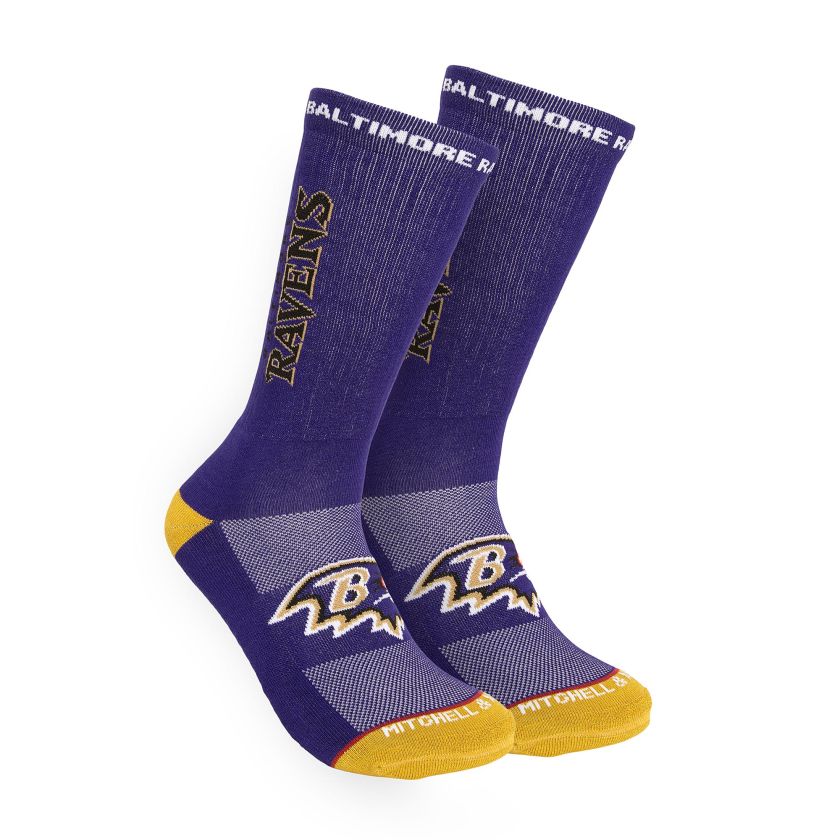 Baltimore Ravens Retro Mitchell and Ness Kickoff Crew Socks
