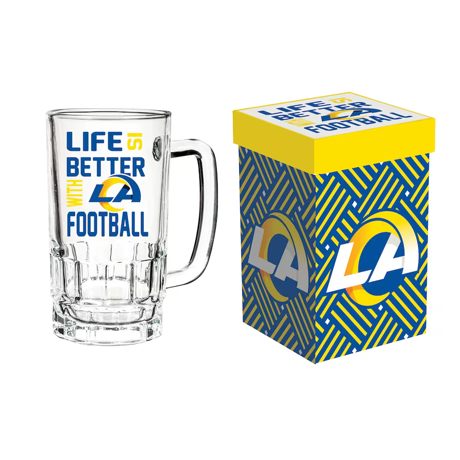 Los Angeles Rams 16oz Glass Tankard Mug with Gift Box