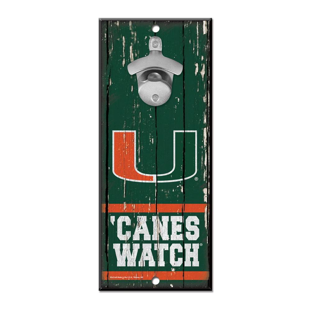 Miami Hurricanes Wood Bottle Opener 5x11"
