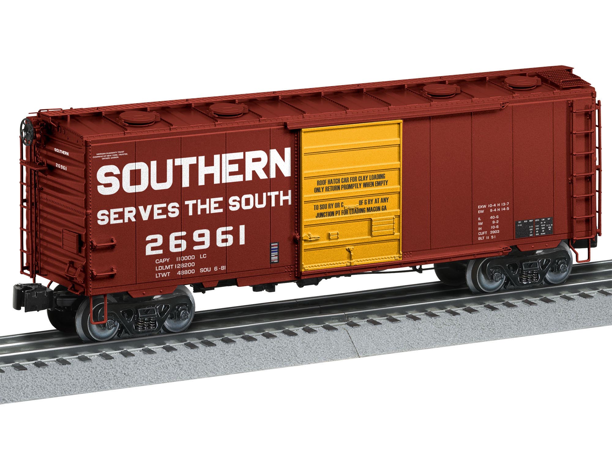 Lionel 2126102 Southern Roof-hatch O Scale Boxcar #26961