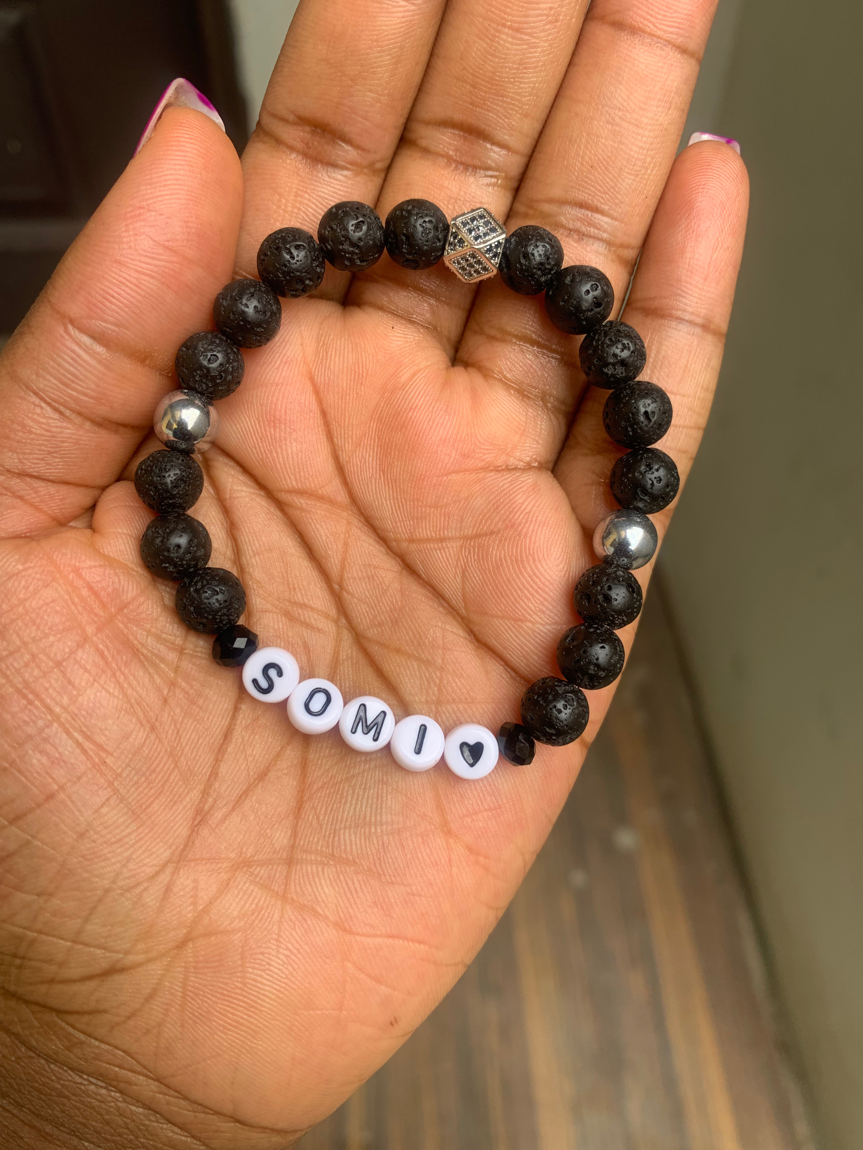 Natural Lava Rock Bead Bracelet view 3