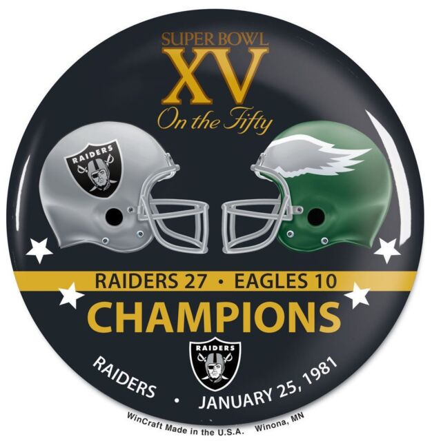 Las Vegas Raiders Super Bowl XV Champions Button