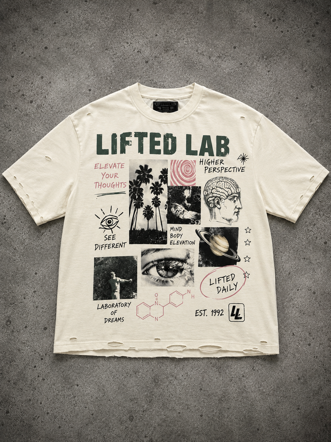 LIFTED LAB Higher Perspective Tee	Washed Cream