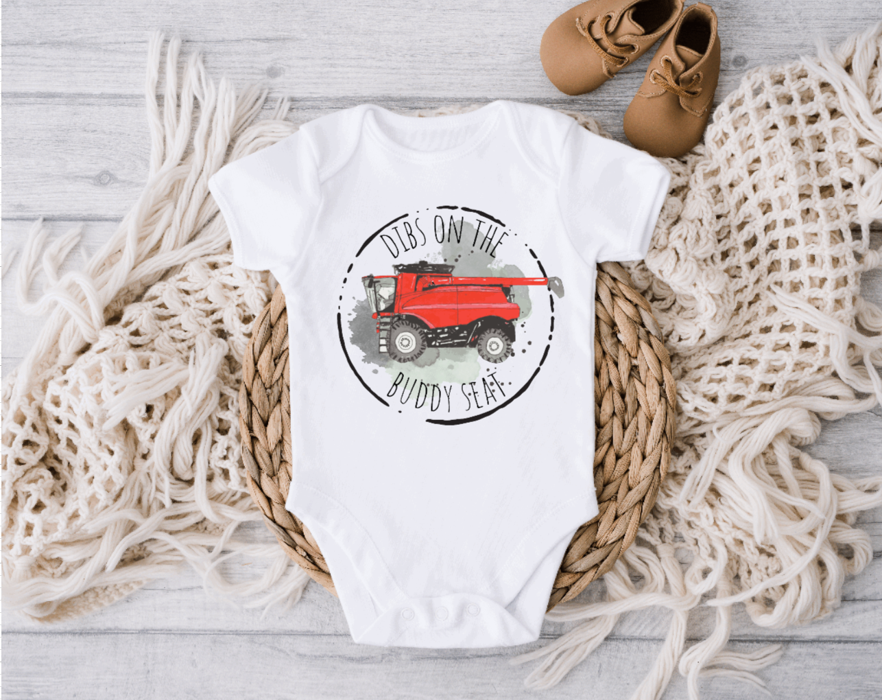 Farm Tractor Onesies: 0-3 Months, Gate Opener, Short Sleeves