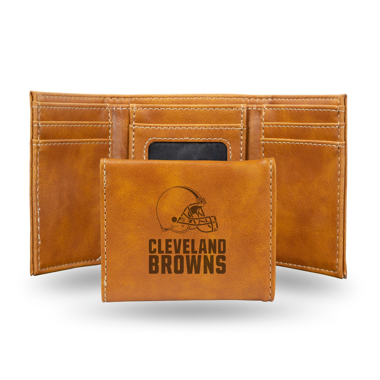 Cleveland Browns Laser Engraved Trifold Leather Wallet