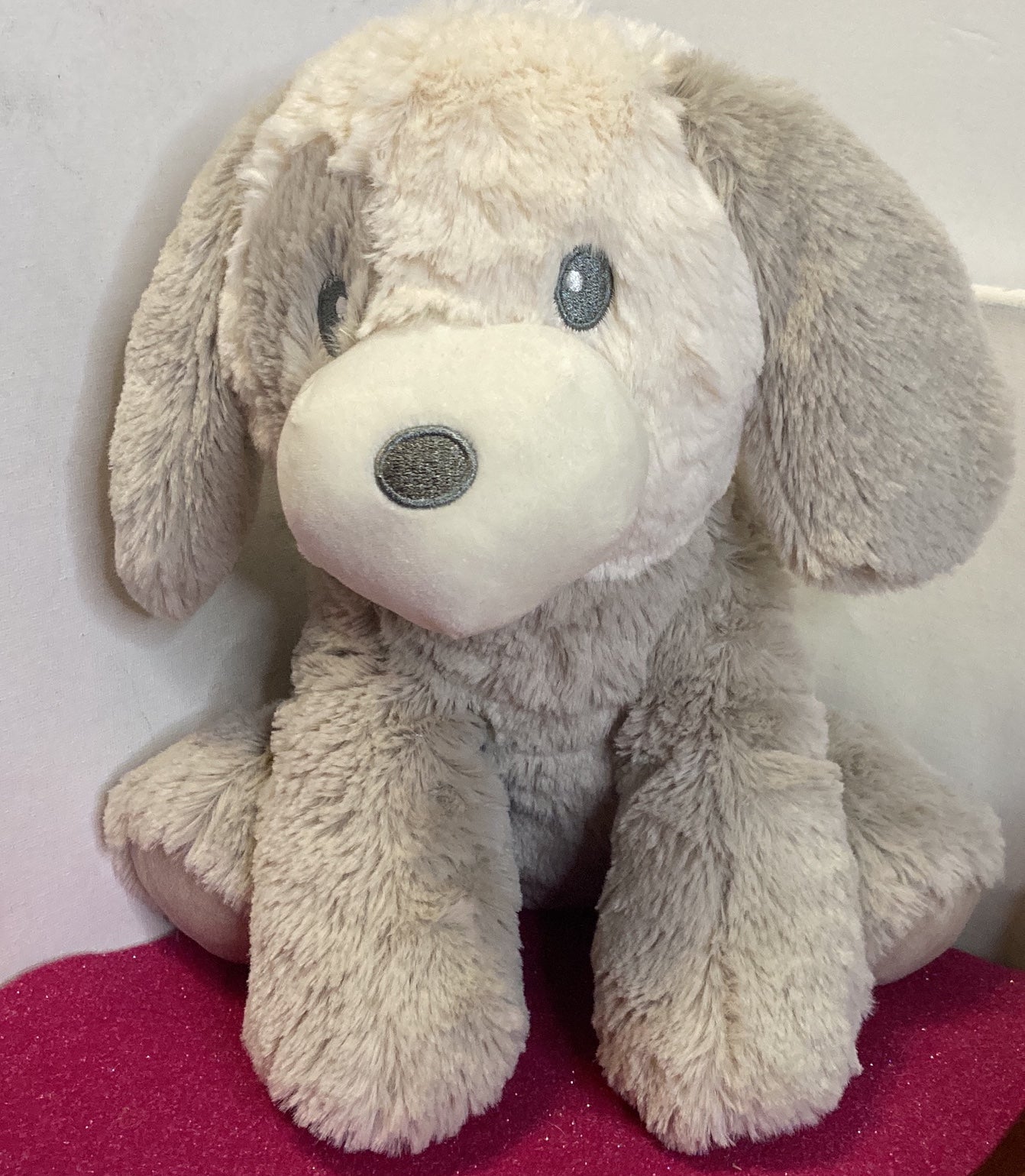 KELLYTOY Baby Puppy Dog Bear Plush Soft Stuffed 11" Rattle Toy Plush Beige