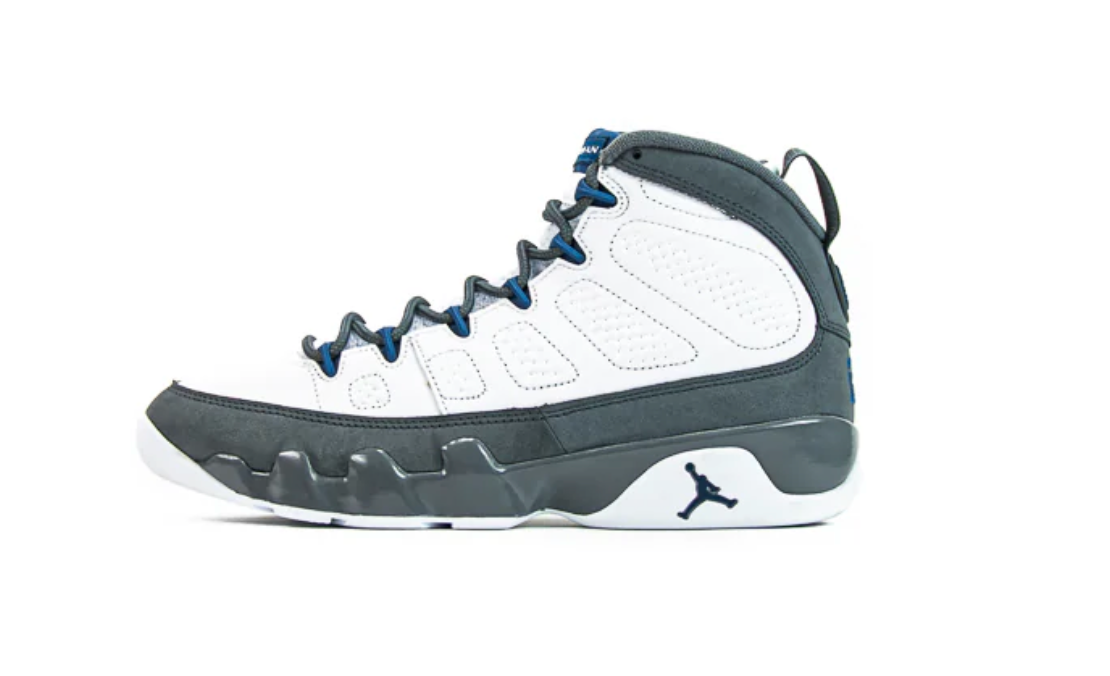 JORDAN RETRO 9 (WHITE/FRENCH BLUE/FLINT GREY)1