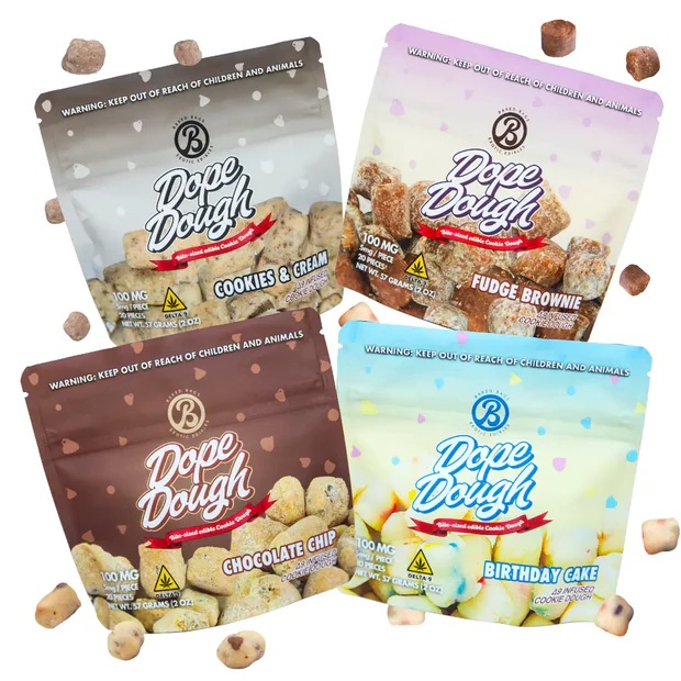 Baked Bags 200mg D9 Infused Cookie Dough "Dope Dough" - Birthday Cake 200mg (5mg per piece)
