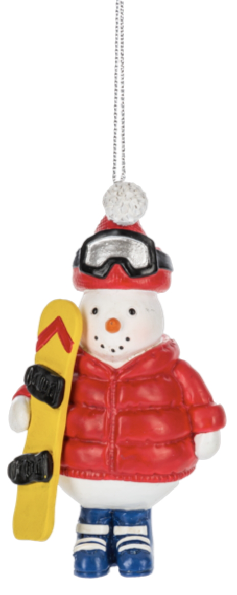 Snowman Ski or Snowboard Ornament