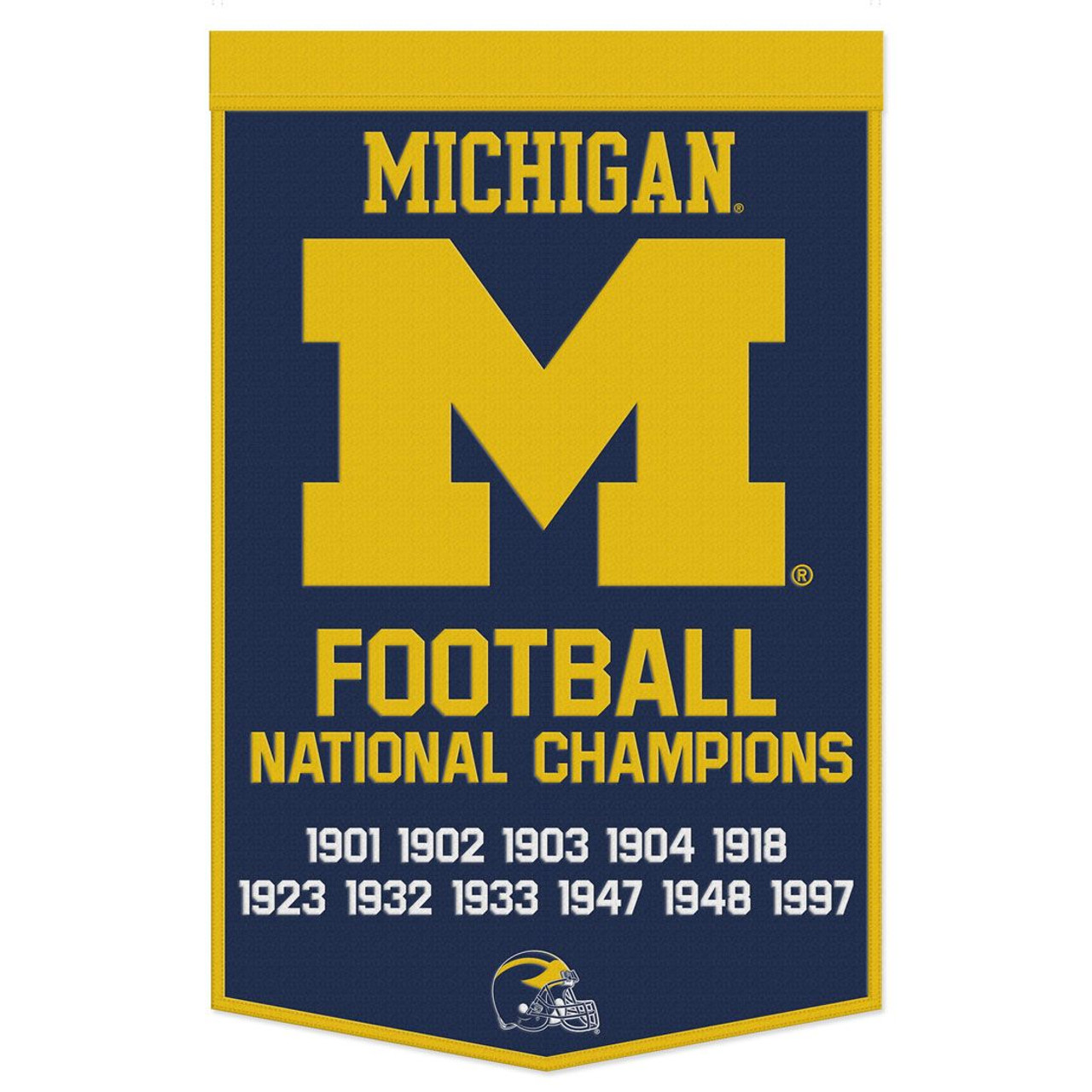 Michigan Wolverines 24X38" Wool Football Dynasty Championship Banner