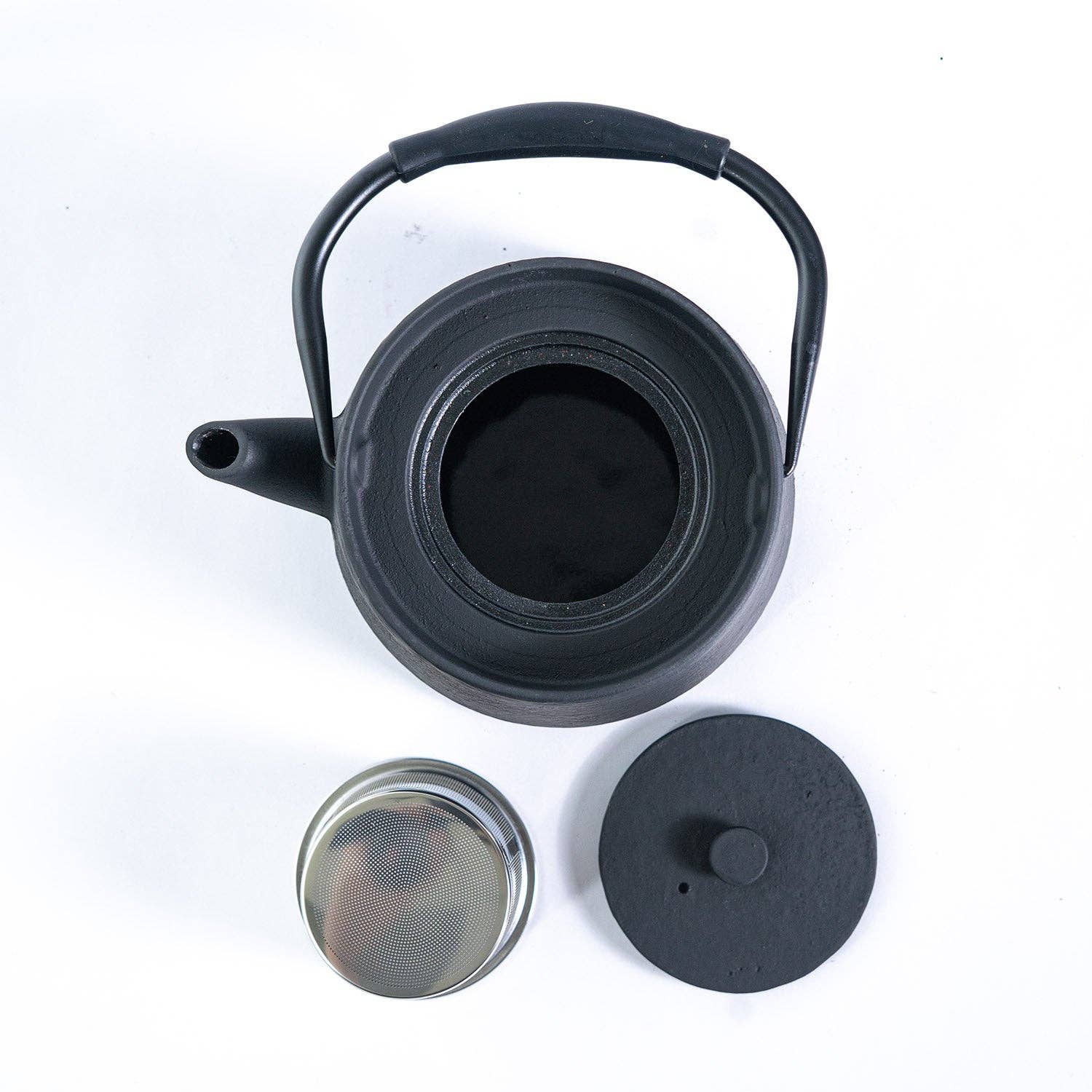 Modern Straight Edge Design Black 33oz Cast Iron Tea Pot (1/8)
