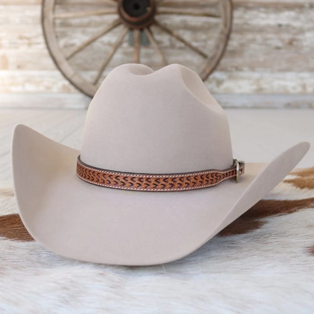 Willow - Brown Leather Stamped Hat Band - Cimarron
