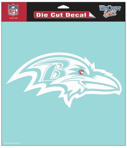 Baltimore Ravens White Perfect Cut Decal 8x8"