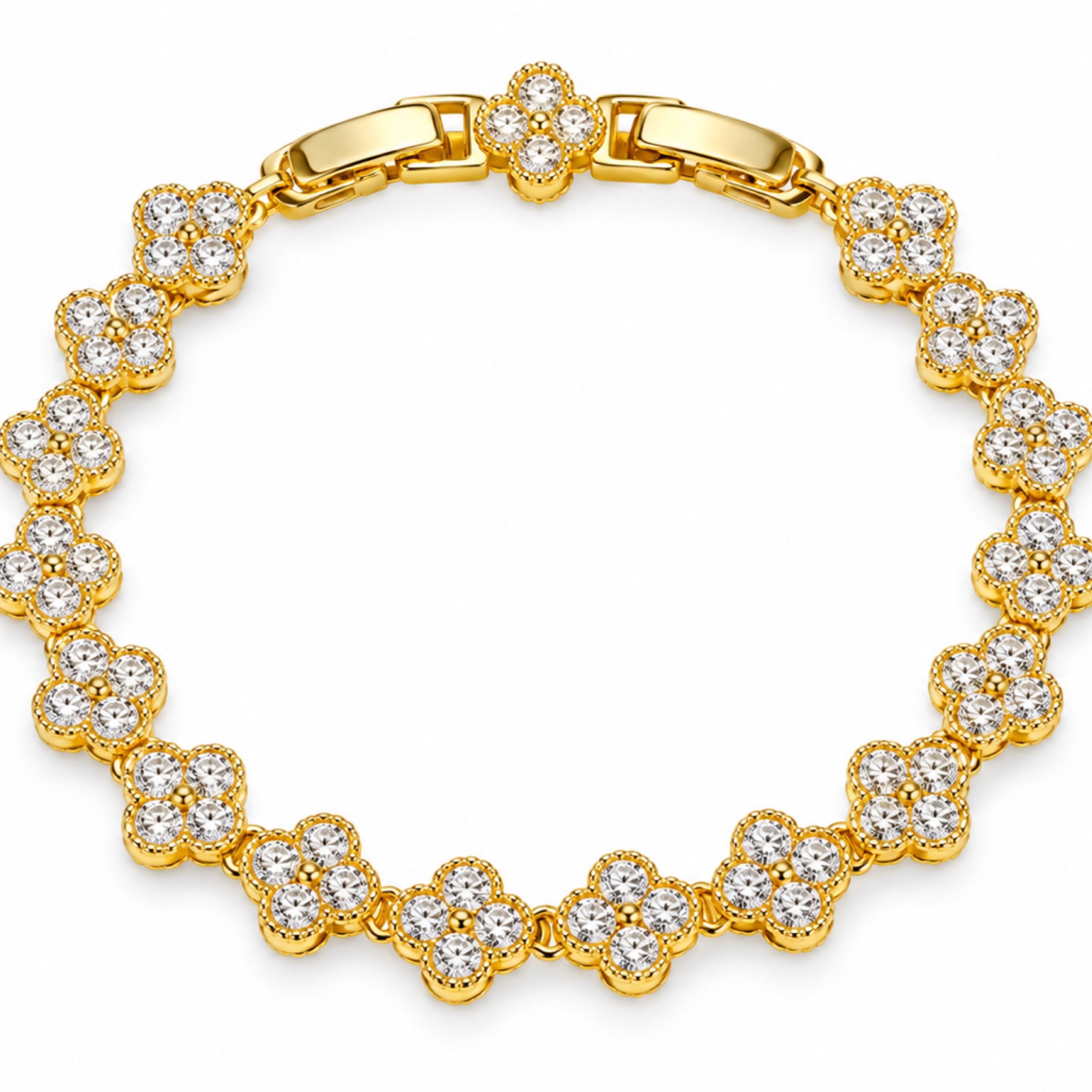 Small Clover Bracelet (White Stone) 