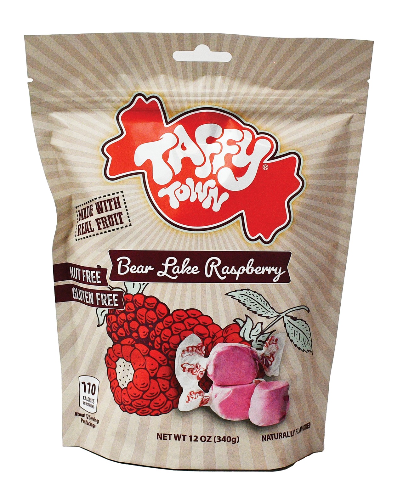Taffy Town Salt Water Taffy Bear Lake Raspberry Pouch 12oz 8 Pack