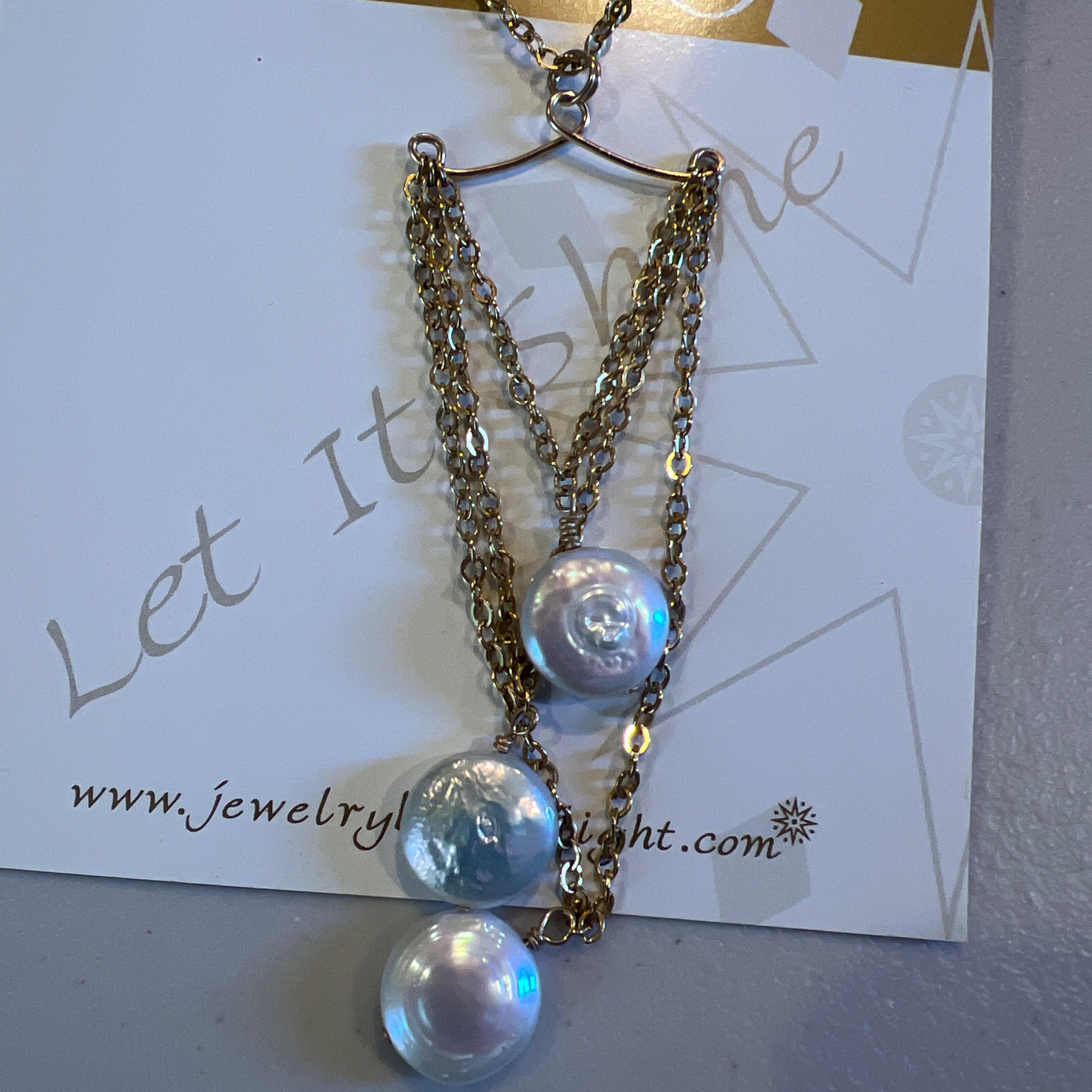 18K Gold Filled Chain with White Freshwater Pearl Necklace-Estate Jewelry