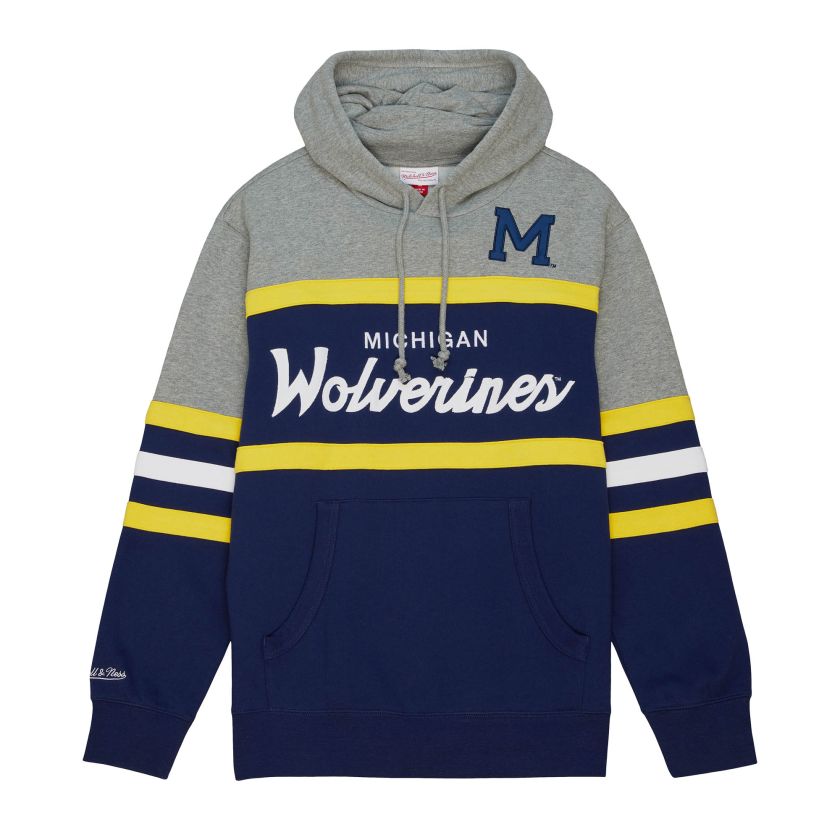 Michigan Wolverines Retro Script Mitchell and Ness Hooded Sweatshirt