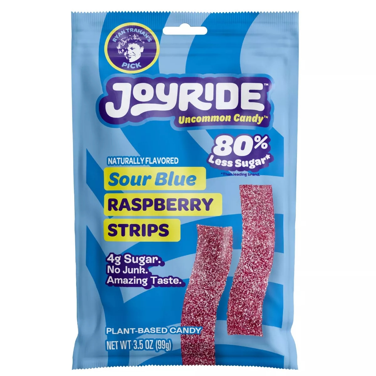Joyride Low Sugar Sour Strip Blue Raspberry Candy 3.5 oz 10 ct
