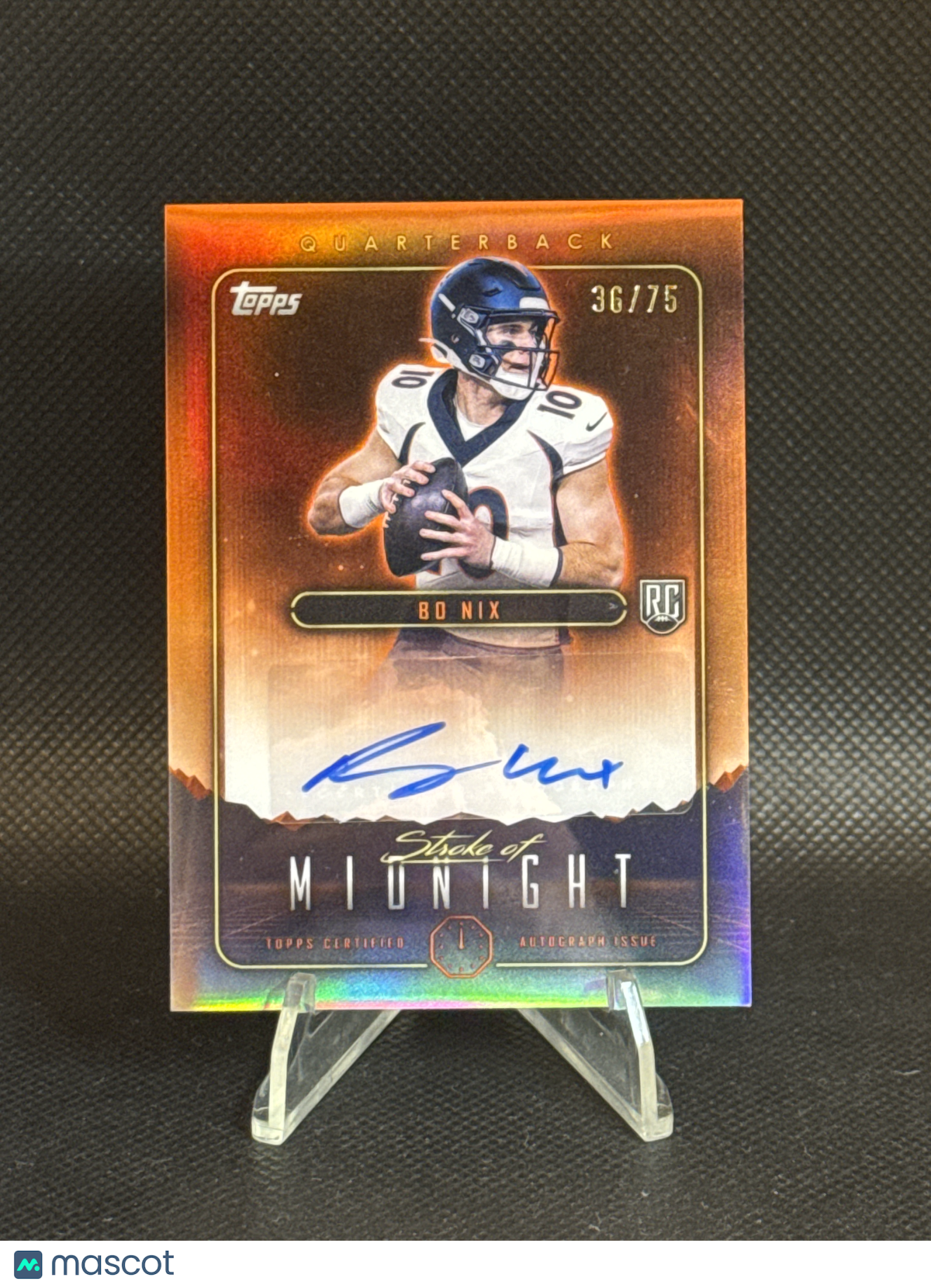 2024 Topps Midnight Stroke of Midnight Bo Nix #SMA-BN Orange Autograph /75