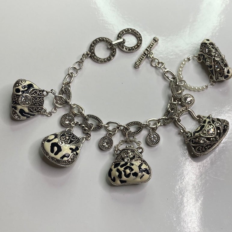 TRACI LYNN Purses Black and White CHARM Bracelet