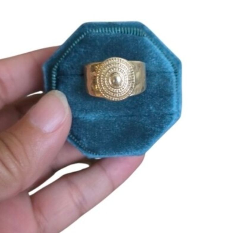 Vintage Size 8.5 Gold-Tone Textured Disc Ring