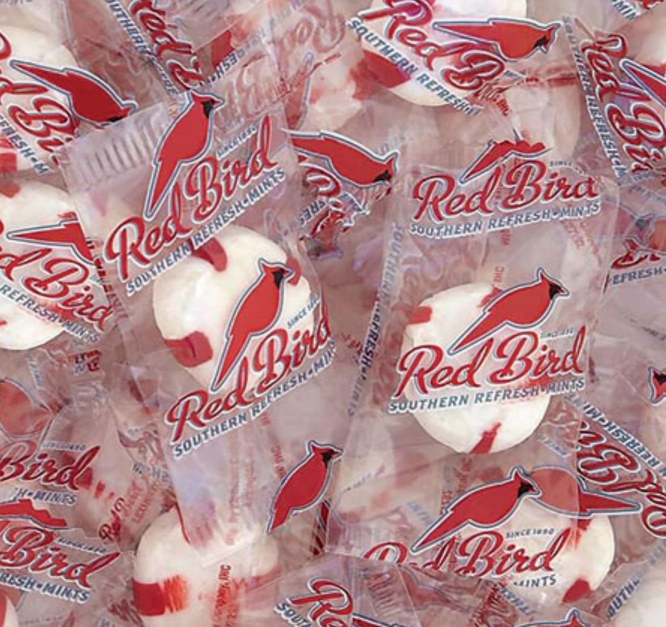 Red Bird Soft Peppermint Candy Mints Red White Puff 5 lb